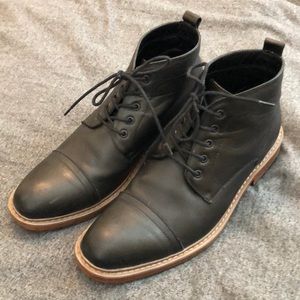 Black Leather Lace-Up Boots